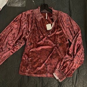 Free People Velveteen Balloon Sleeve Top